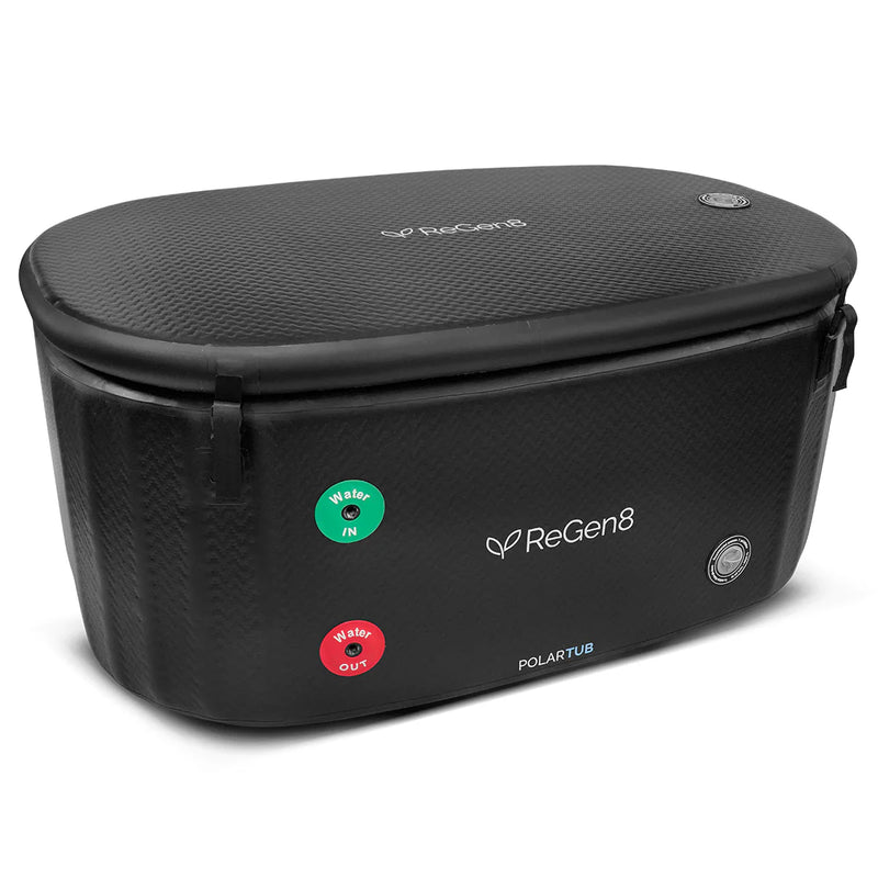 PolarTub 505 L Ice Bath & Cold‑Plunge | Tub & T2 Rapid‑Chiller showing the lid on from the top