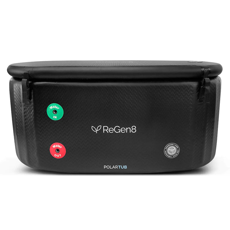 PolarTub 505 L Ice Bath & Cold‑Plunge | Tub & T2 Rapid‑Chiller showing the back where the connection points are