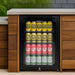 Schmick 70 L “Bolt‑Style” Black Bar Fridge – Industrial Design, Double‑Glazed - HUS-SC70-B-X built into wooden outdoor area