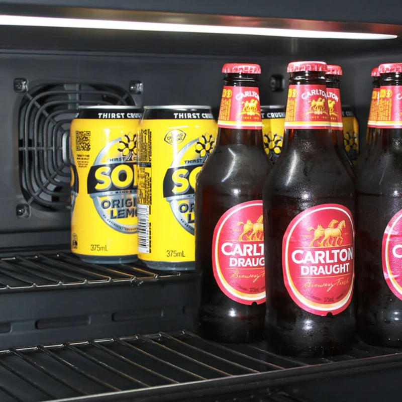 Schmick HUS-EX108 “Under Zero” 108 L Alfresco Beer Fridge – Blast Chill, Heated Glass, Tropical-Rated showing a close up of the fan