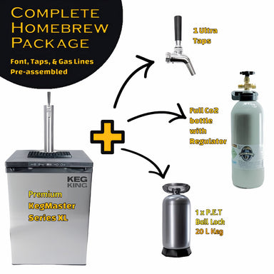 Kegerator | KegMaster Series XL | Complete Homebrew Package with a single tap PET package