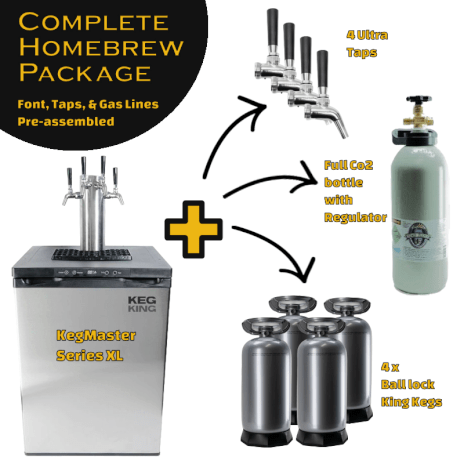 A series XL premium kegerator showing all the accessories required to do your complete homebrew