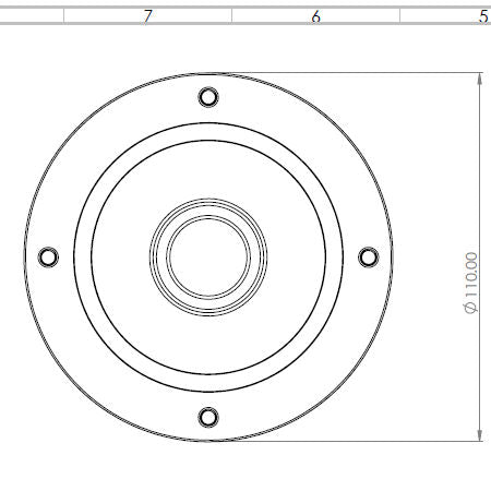 Under Bench Telescopic Font Adaptor showing diameter dimensions of 110mm