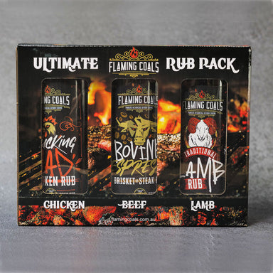 The Ultimate Rub Pack | close up front view of 3 rubs in the box