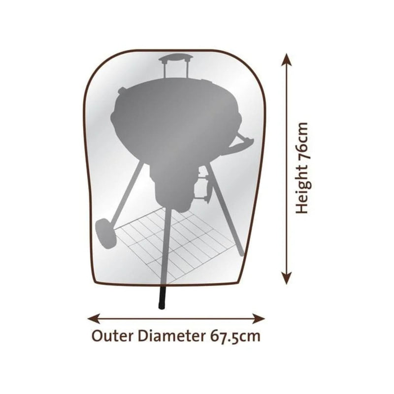 Kettle BBQ Cover – Durable Protection for 57 cm Webber Style Charcoal BBQs showing the dimensions
