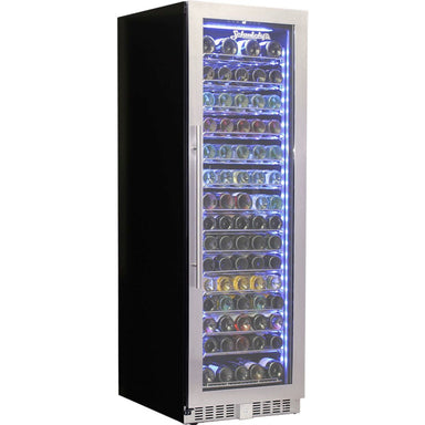 Wine Fridge | 405 Litre Upright front view with door closed and full of wine bottles