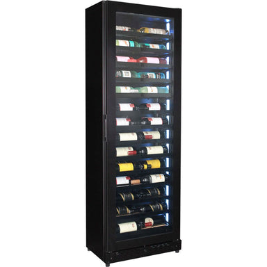 Wine Fridge | 209 Litre Upright front view with door closed and full of wine bottles