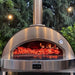 Wood Fired Pizza Oven | Alfa 4 Pizze front view with fire inside oven