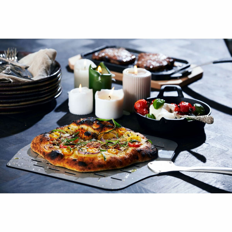 Gas Pizza Oven | Rotating Stone | 13 or 17 Inch | Cozze showing a cooked pizza
