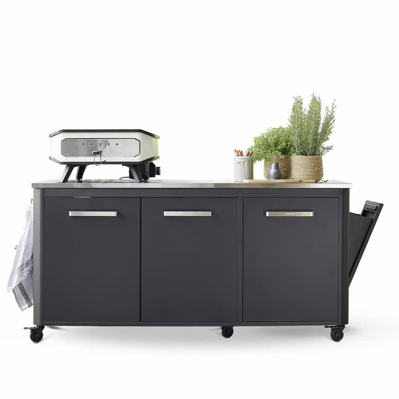 1800 mm Three Door Outdoor Kitchen | Modular | Cozze with pizza oven on top
