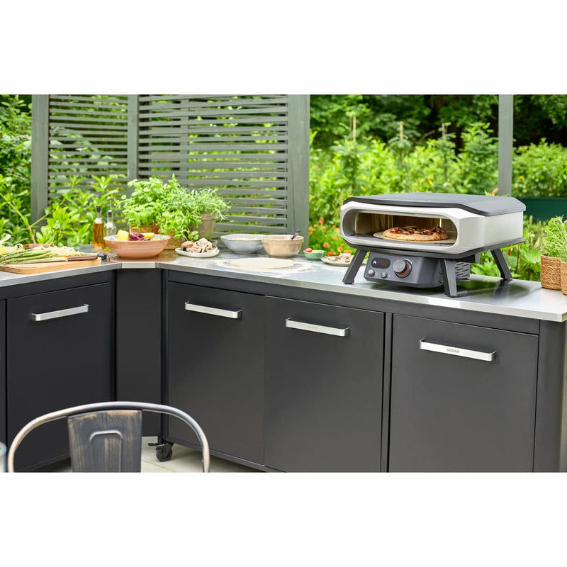 1800 mm Three Door Outdoor Kitchen | Modular | Cozze showing the new pizza oven rotating