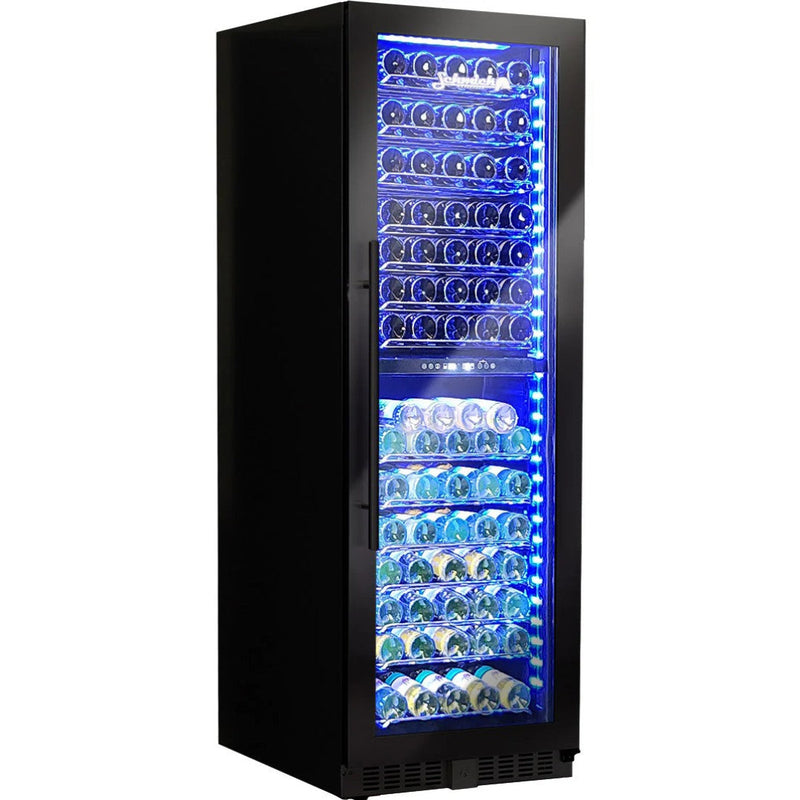 Wine Fridge | 405 Litre Upright | Single & Dual Zone showing the dual zone model in black