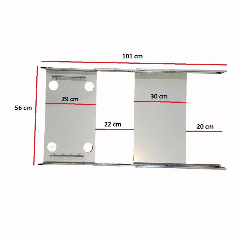 Sizzler BBQ Slides for Caravan's & RV's | Swivel or Straight showing the sizzler deluxe straight slide dimensions fully extended