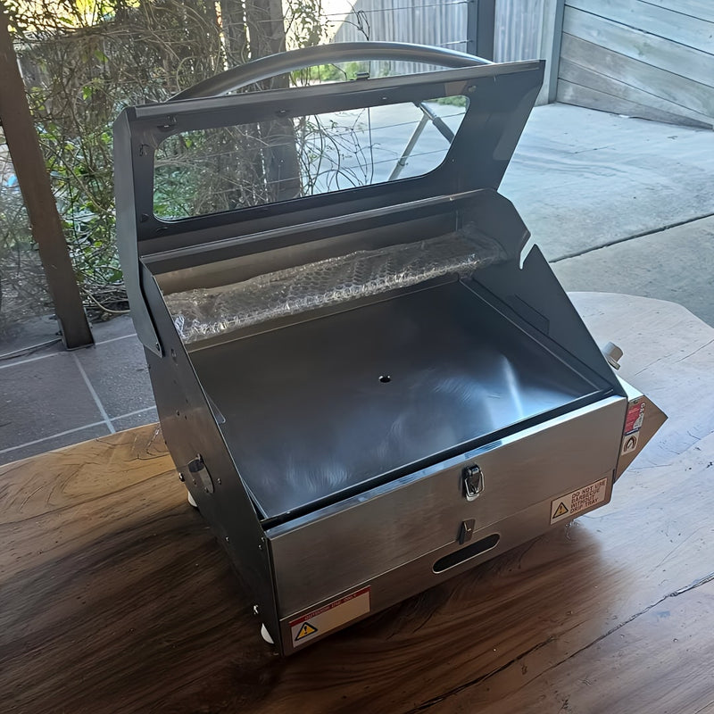 Portable BBQ | Marine | Galleymate 1500 showing the unit with the lid open from the side