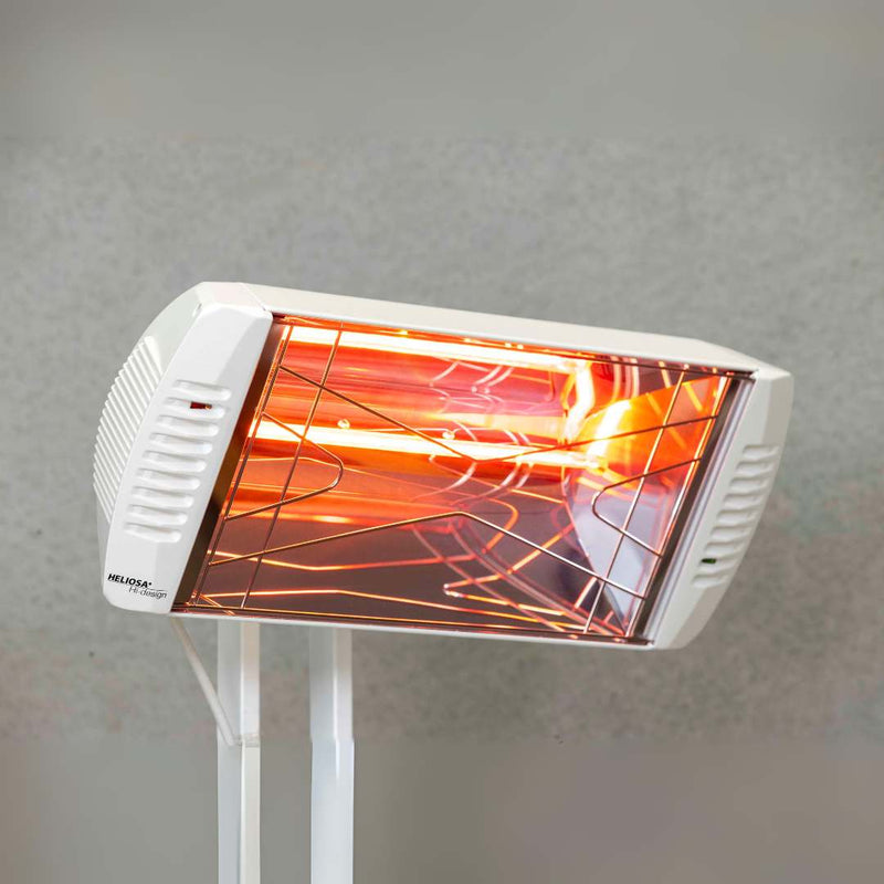 Infrared Heater | Outdoor Heliosa 66 Wide Angle With Remote in white ona  stand