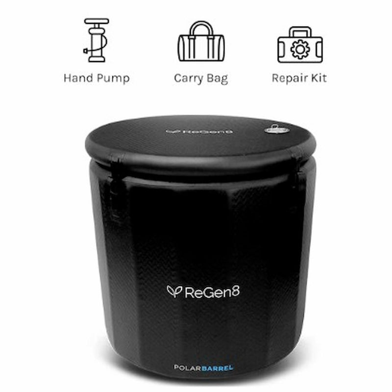 PolarBarrel Ice Bath & Cold‑Plunge | Tub, T1 Chiller, or T2 Chiller Bundle showing the items that come with it