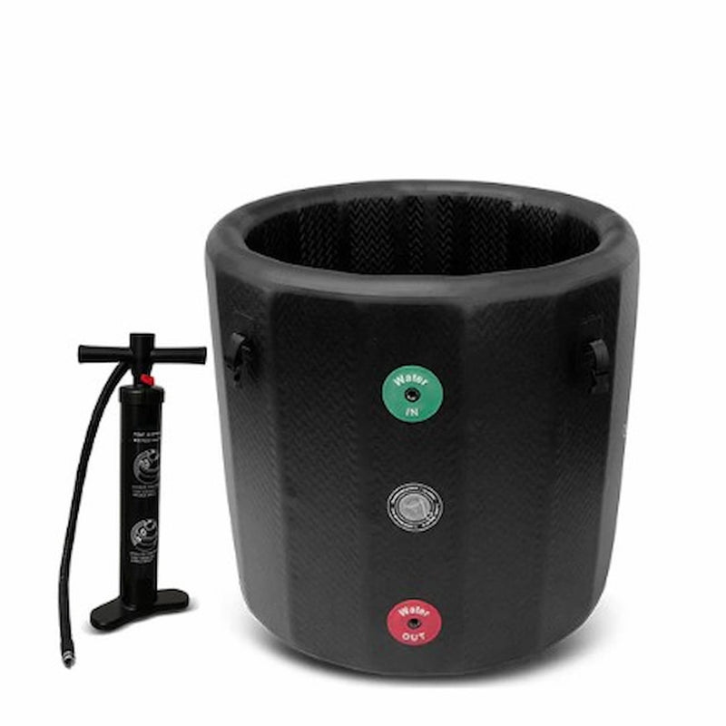 PolarBarrel Ice Bath & Cold‑Plunge | Tub, T1 Chiller, or T2 Chiller Bundle showing the air pump that comes with it