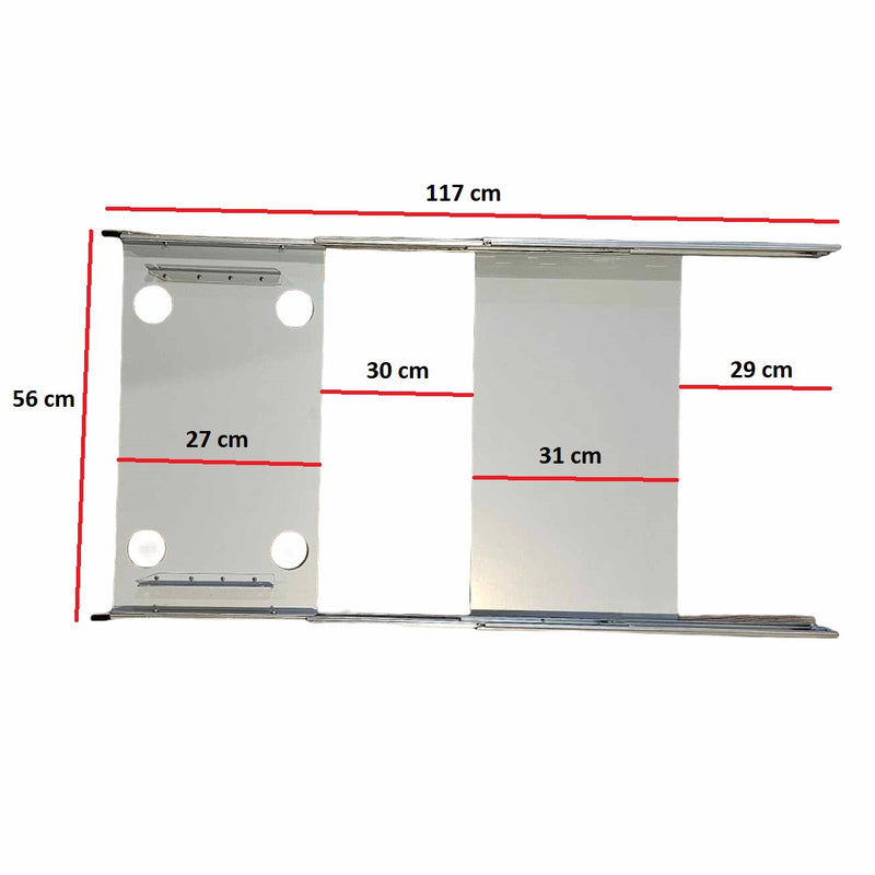 Sizzler BBQ Slides for Caravan's & RV's | Swivel or Straight showing the siz max straight slide extended dimensions