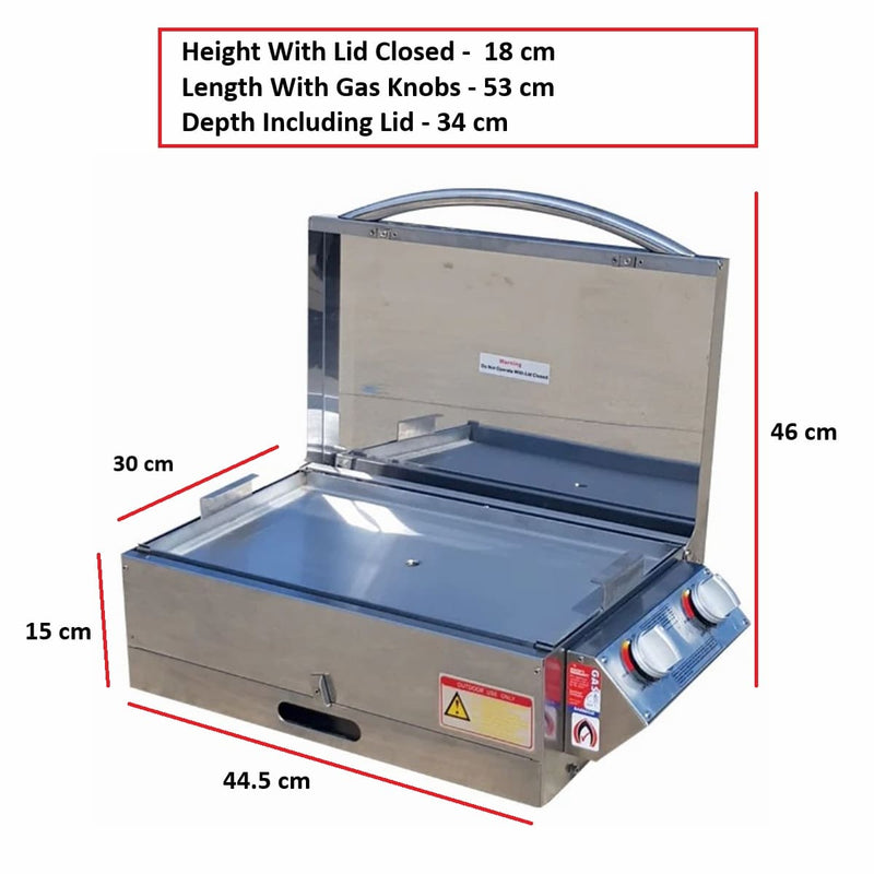 sizzler deluxe low lid showing the full dimensions