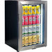 Bar Fridge | Single Door Alfresco | Schmick SK68 showing the right hinge model with the door closed in stianless steel and drinks inside