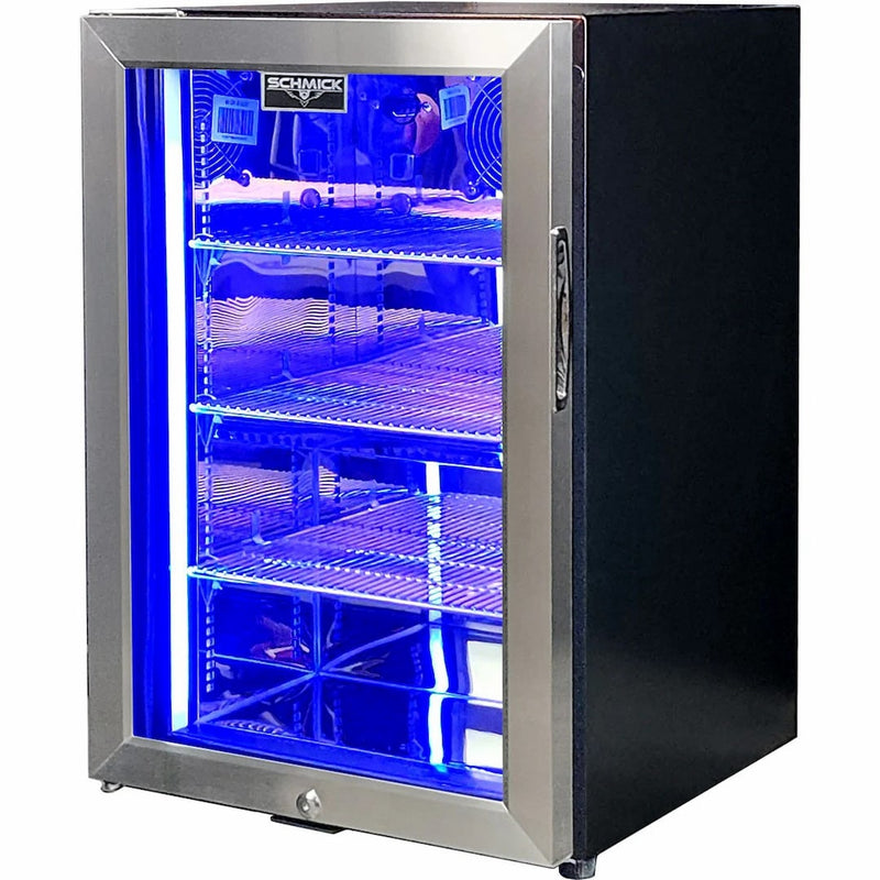 Bar Fridge | Single Door Alfresco | Schmick SK68 showing the left hinge model with the door closed in stianless steel