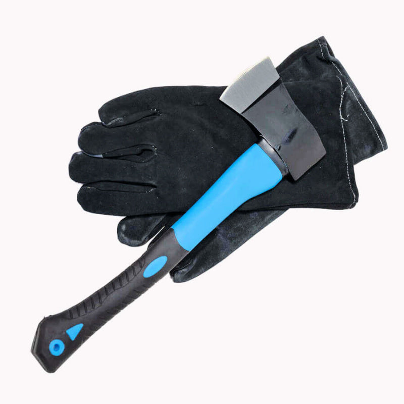 Auspit Gold: Portable Spit Rotisserie Package axe and gloves