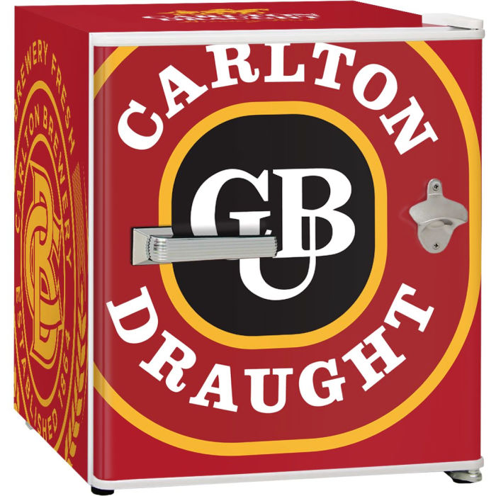 Bar Fridge | 46 Litre Beer Carlton draught front full view on white background