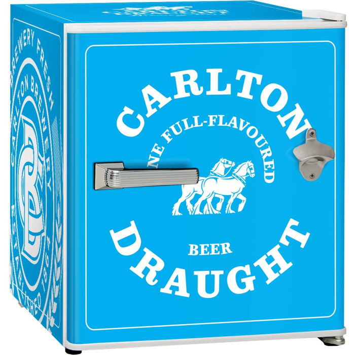 Bar Fridge | 46 Litre Beer carlton draught retro front full view on white background