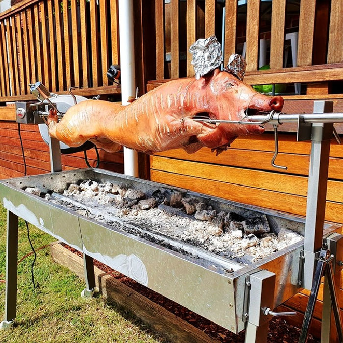 Outdoor shop rotisserie spit