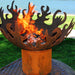 Fire Pit: Dancing Flame lit side view with 300 mm base