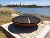 Outdoor Fire Pit Bundle | Cauldron Hearth with Lid and Ember Screen showing the mber screen and grill