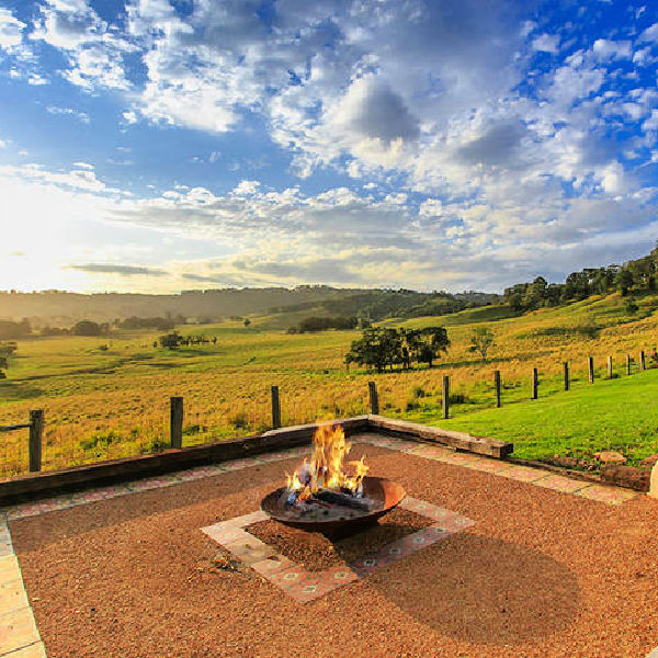 Fire Pit: The Cauldron Hearth long shot in country scenic view