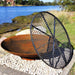 Outdoor Fire Pit: the cauldron hearth with BBQ Grill  close up