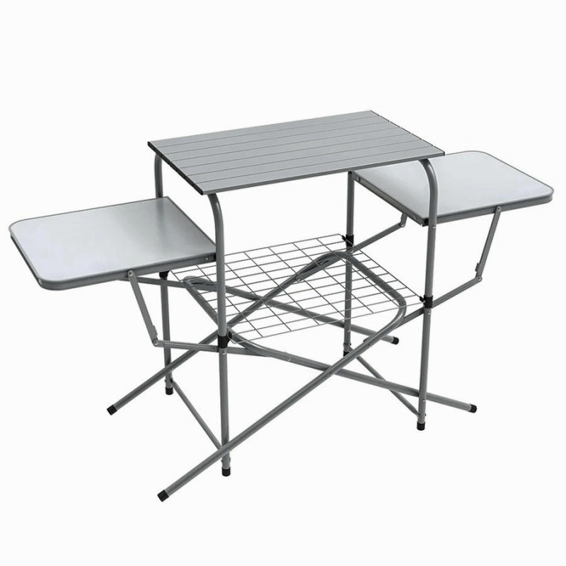 Top view of folding table with white background