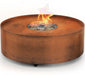 Fireplace | Galio Automatic Outdoor Fire Pit |  close up view of corten fireplace on white background