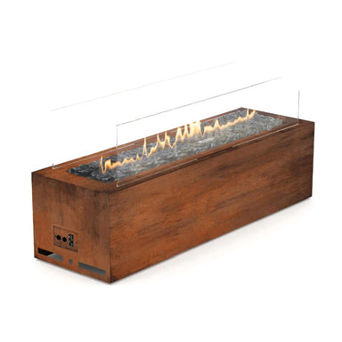 Fireplace Galio manual series - full view or corten galio fireplace on white background