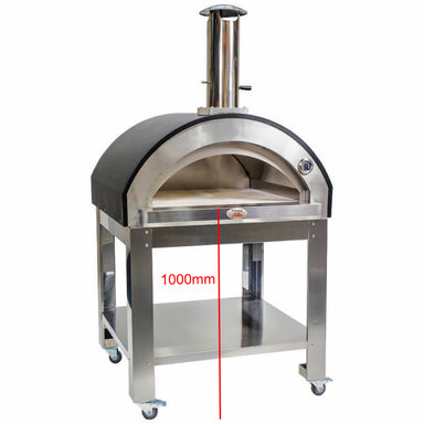 Products Premium Black Woodfire Pizza Oven: Flaming Coals showing the height dimensions