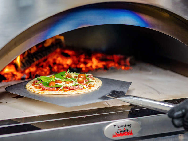 Products Premium Black Woodfire Pizza Oven: Flaming Coals cookign